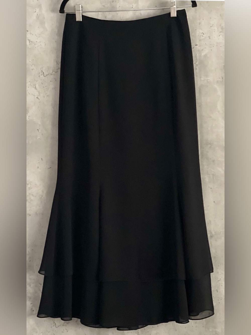 VTG Adrianna Papell Evening Essentials Black Lined Layered/Tiered Maxi Skirt 10
